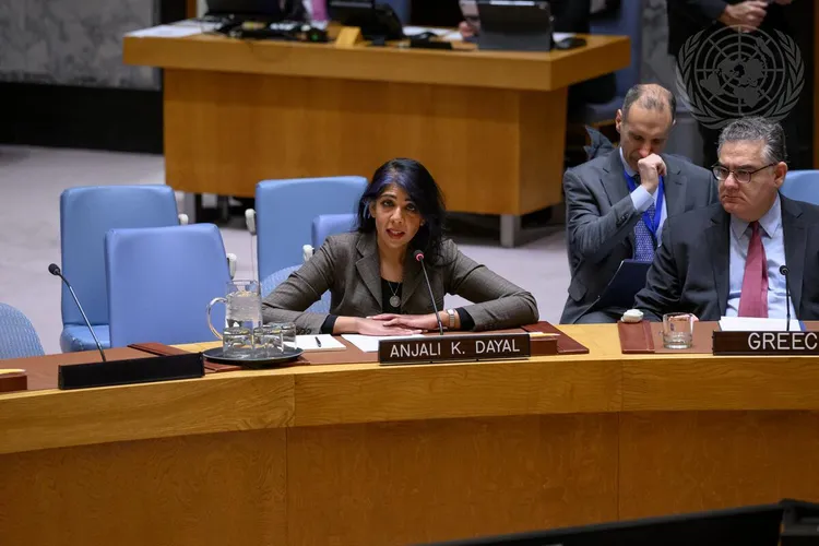 Anjali Dayal speaks at the UN