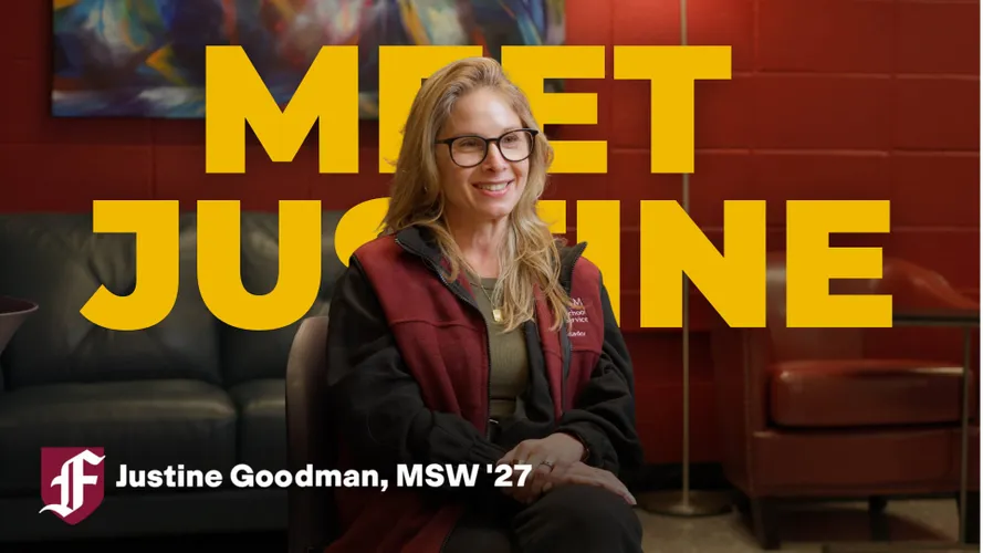 a photo of online MSW student justine goodman smiling with 