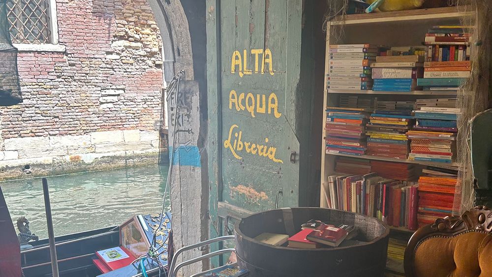 A bookstore on the water in Venice, Italy