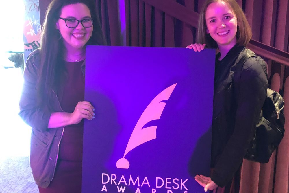 During her internship with Broadway News/The Broadway Briefing, Steward worked the Drama Desk Awards press junket. She’s pictured here with then editor-in-chief Caitlin Huston in 2019.