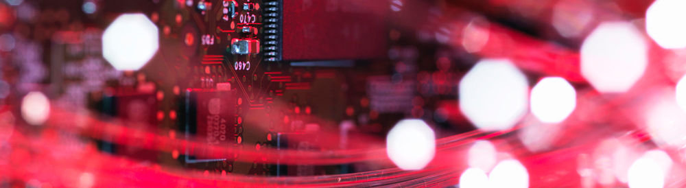 Red tinted image depicting computing processes