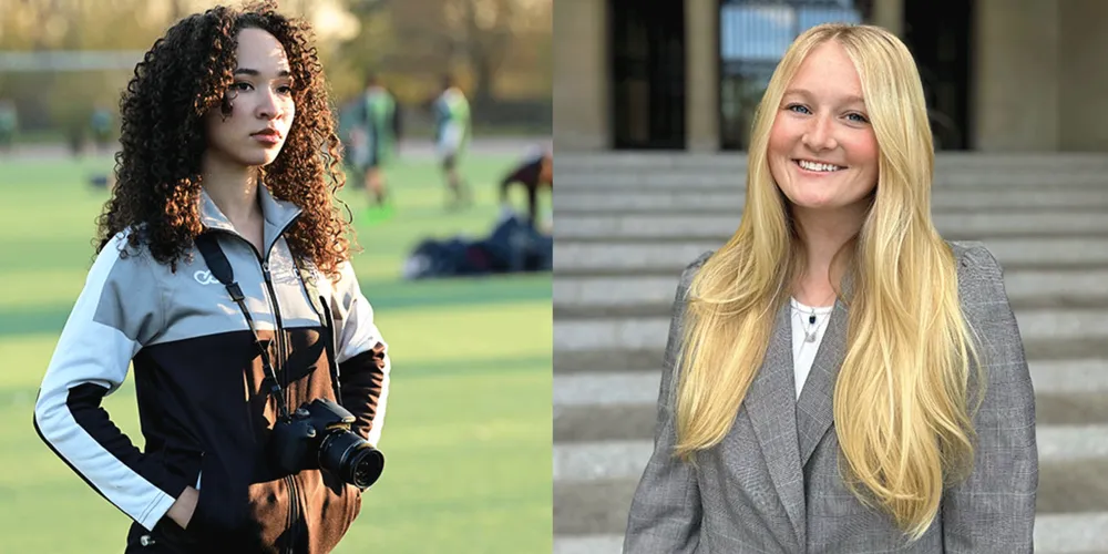 Portraits of two women students on the job