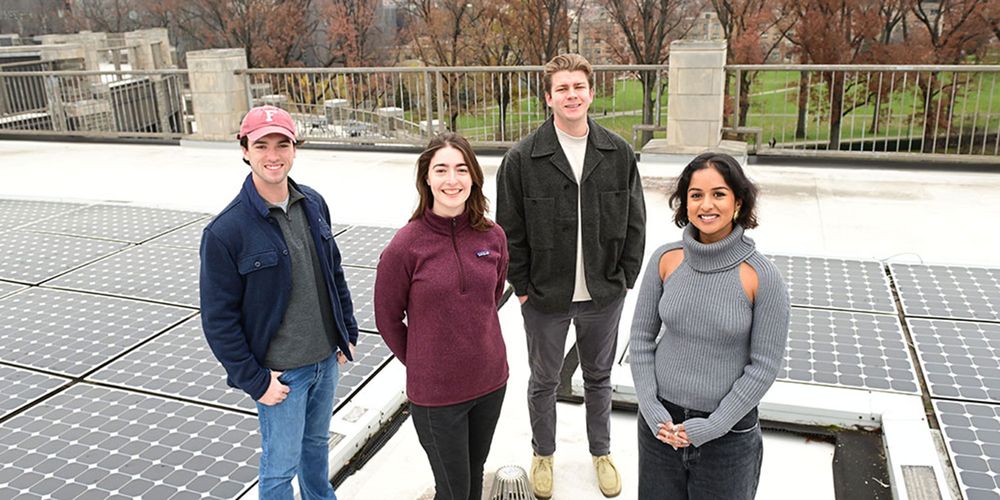 Sean Power, Amy Rini, Ethan Shepard, and Bhavika Yendapalli at Walsh Library