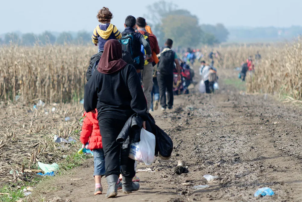 Stock image of migrants trying to cross the Croatian border to enter the European Union