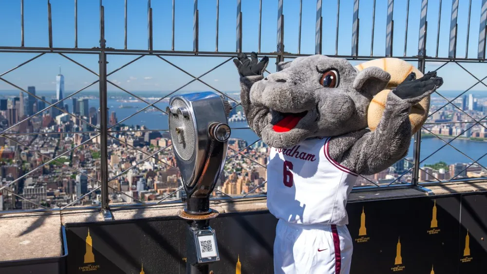 Ramses looks out atop the Empire State Building at New York City below