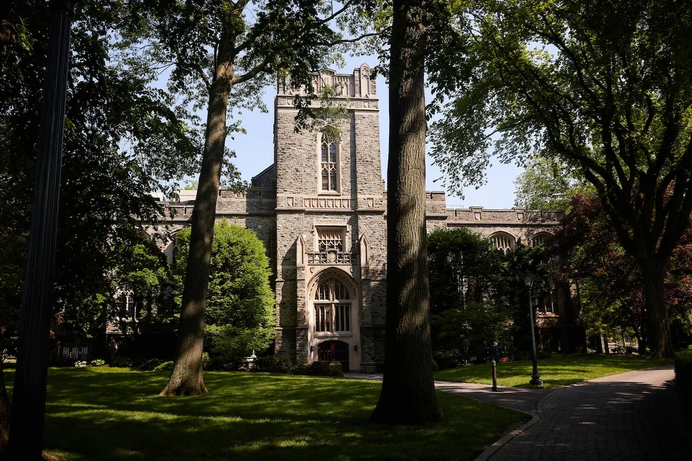 Exterior of Duane Library during the summer