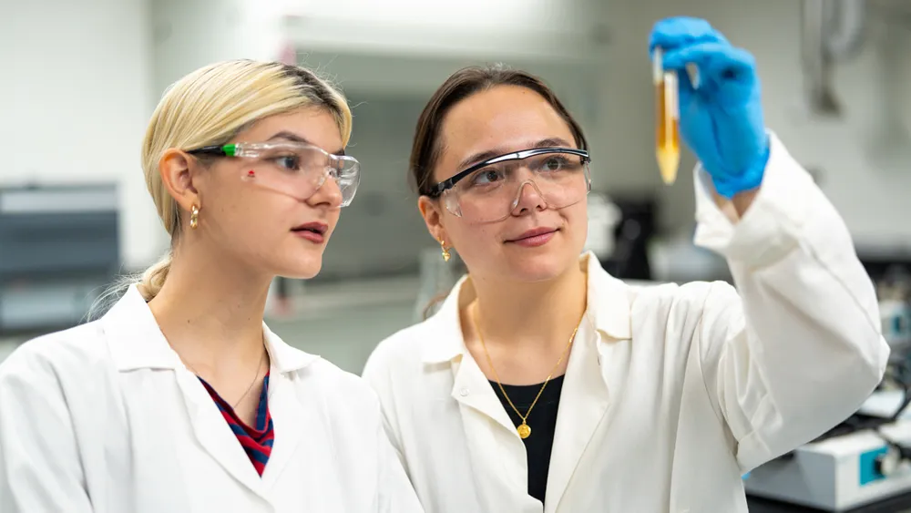 Liana Cutter, left, and Alexandra Ren spend hours each week in the lab of Professor
