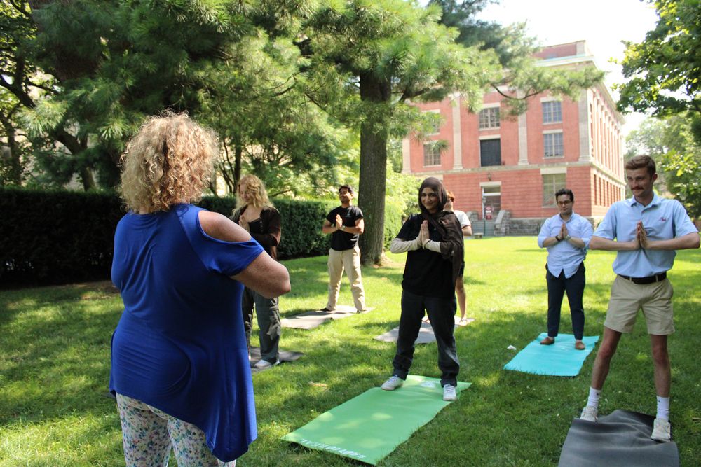 Students doing yoga