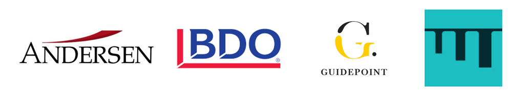 Logos of Andersen, BDO, Guide Point, Third Bridge