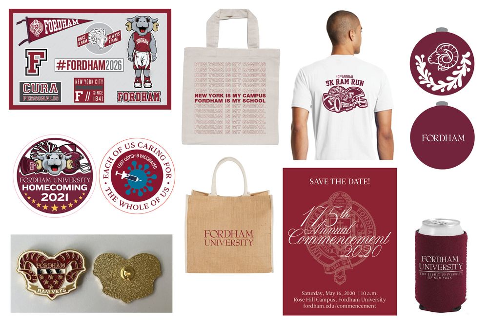 Bags, shirts and other examples of merchandise and other collateral designed by UMC