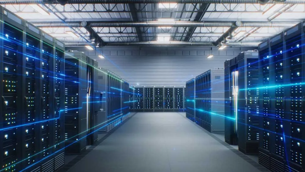 Stock image of AI data center servers
