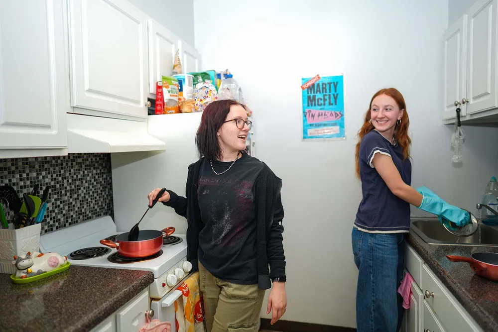 Student in kitchen in Walsh