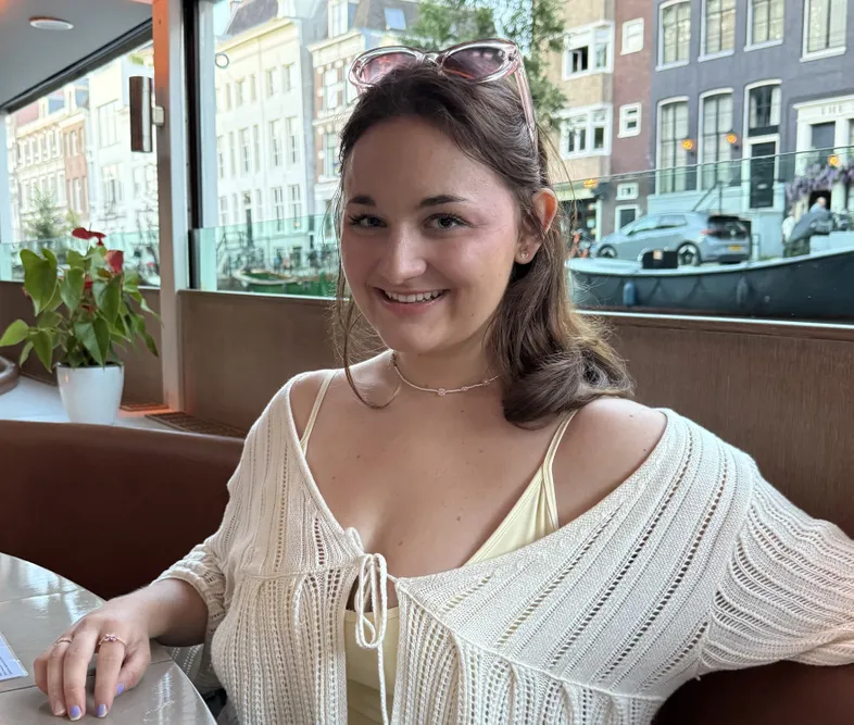 Student sitting at a restaurant