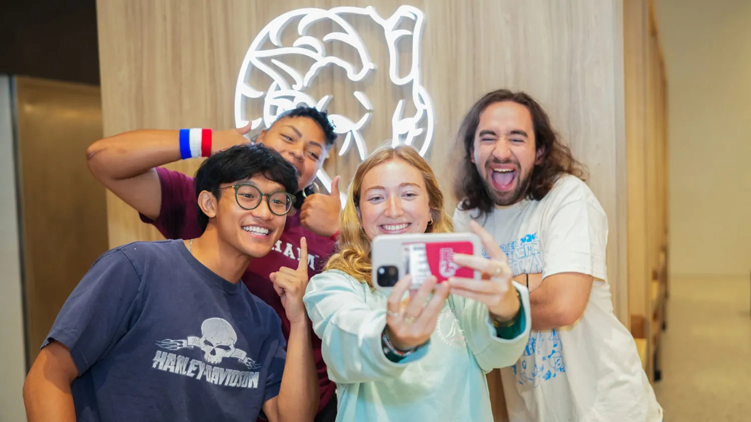 Fordham students pose for a selfie