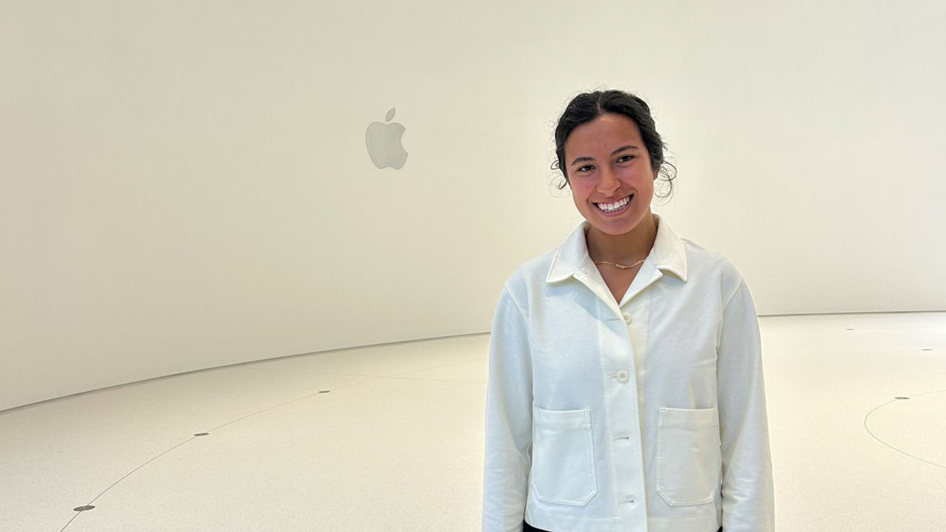 Avery Aude posing at Apple where she had an internship