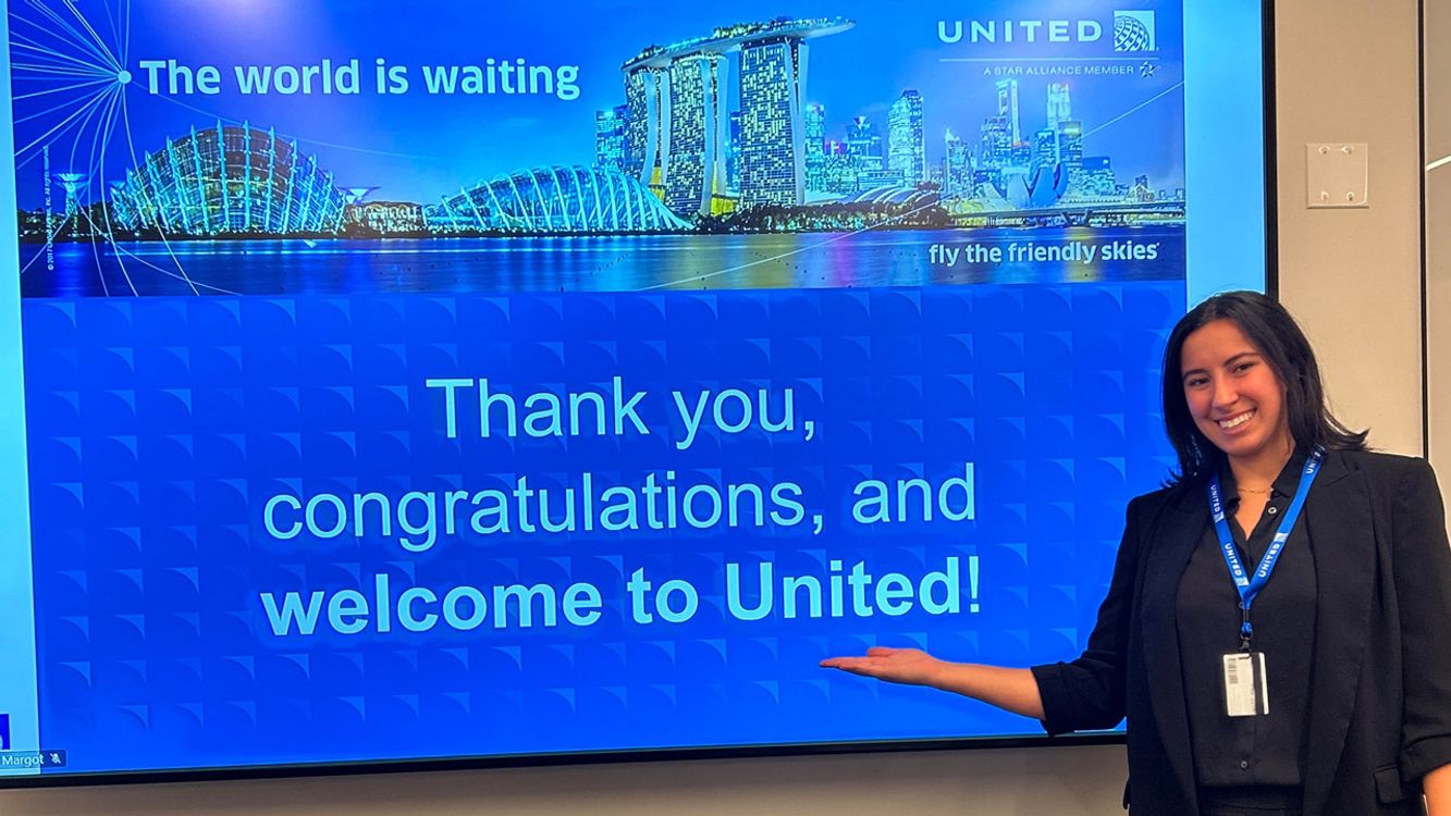 Avery Aude presenting at United Airlines
