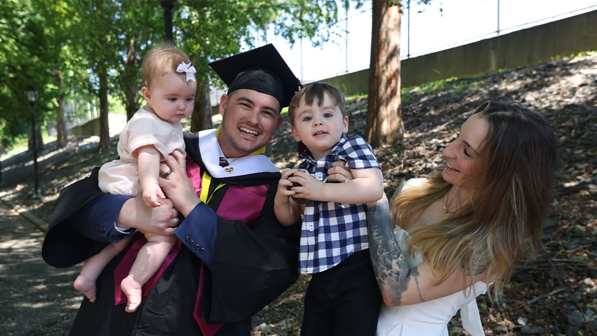 Andrew Hervieux with his family at Commencement