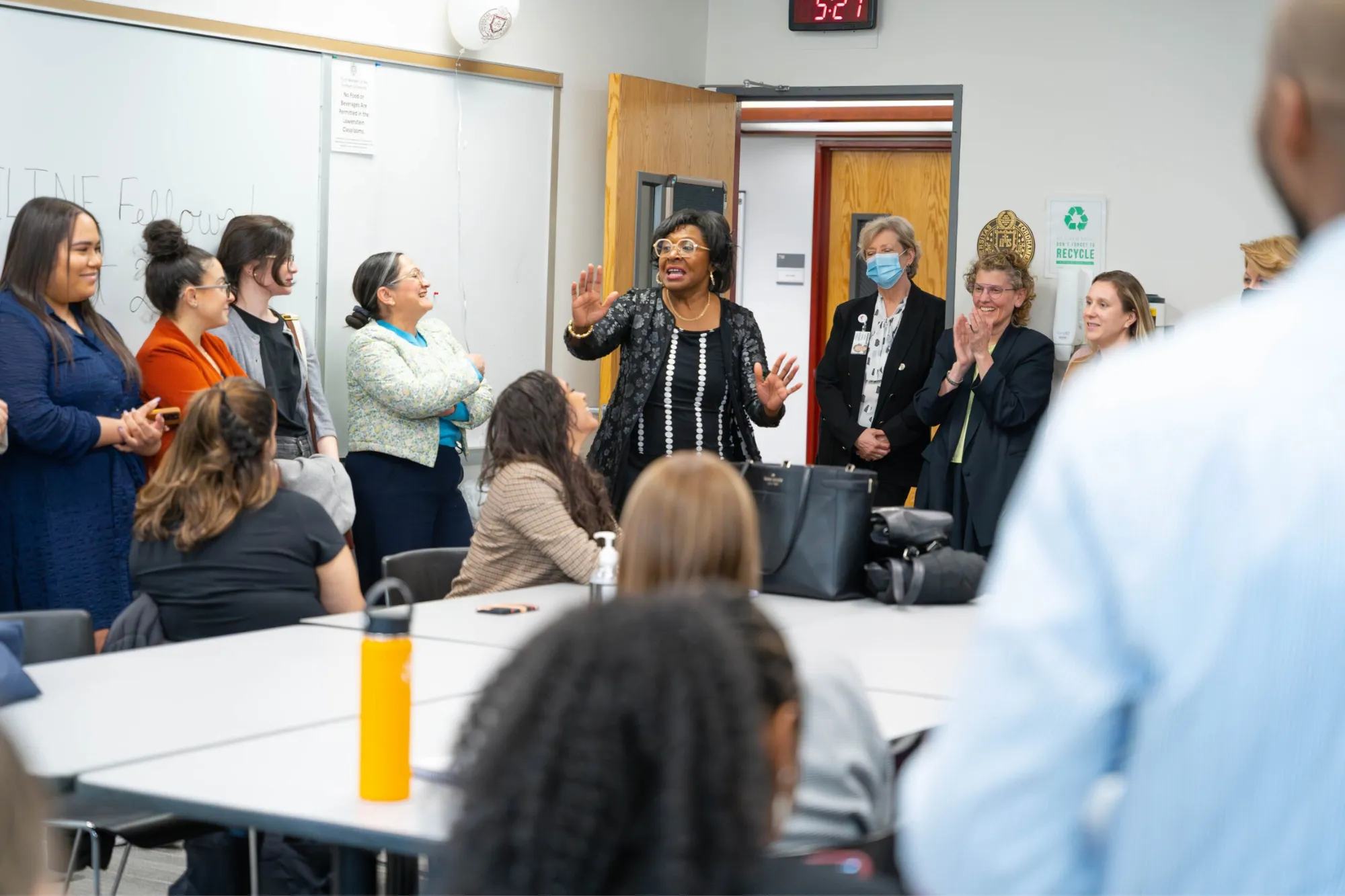 Dr. Yvette Sealy speaking to a classroom of students and faculty at the Lincoln Center campus