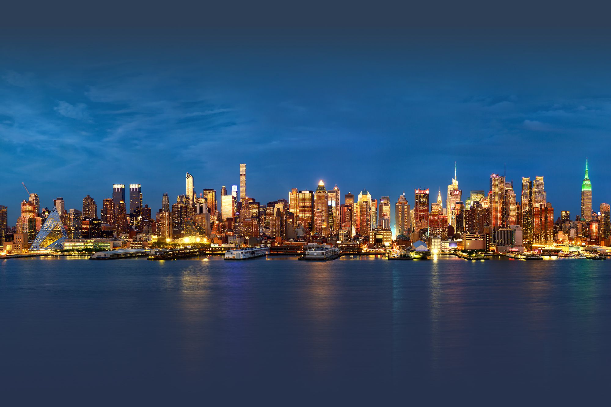 NYC skyline west side at night