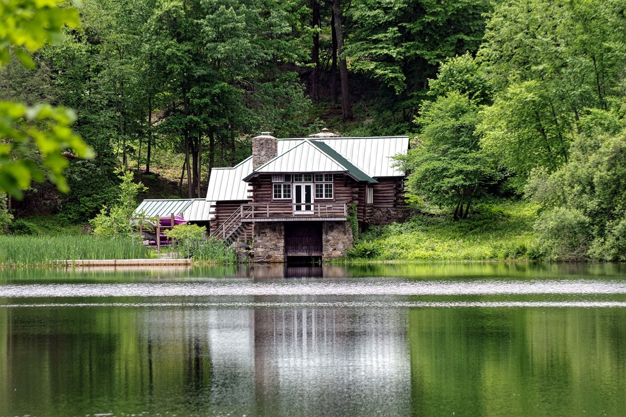 Louis Calder Center Lodge from North Side of the Lake