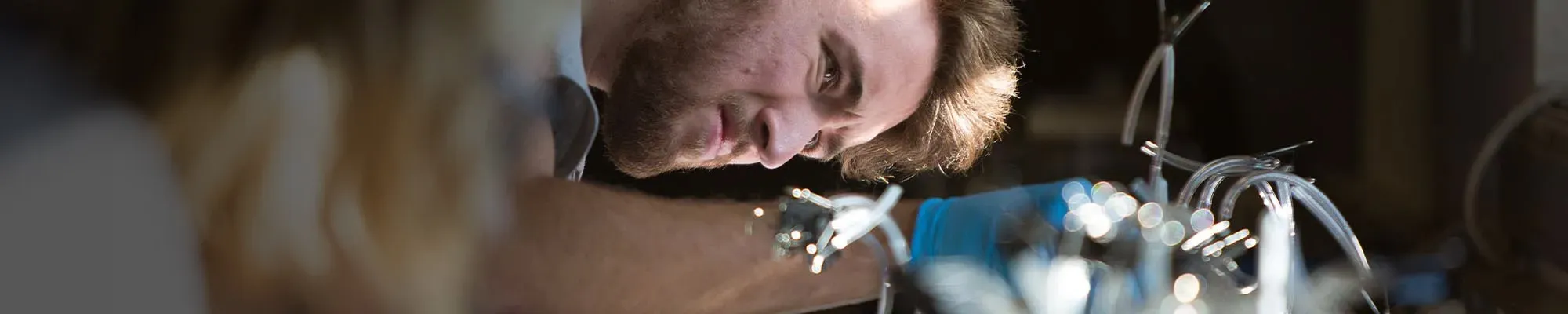 Student working in science lab