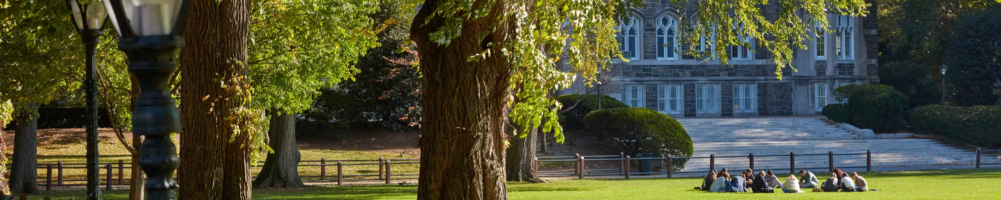 Fordham Students Sitting on Edwards Parade in Front of Keating Hall on Rose Hill.
