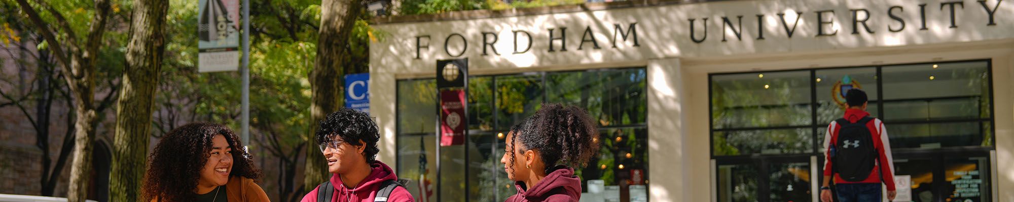 Students talking outside LC campus