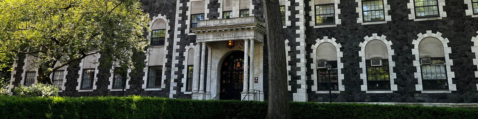 Dealy Hall entrance on Rose Hill campus
