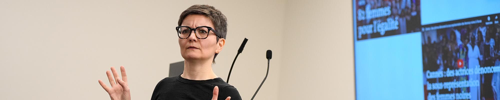 Professor speaking during class