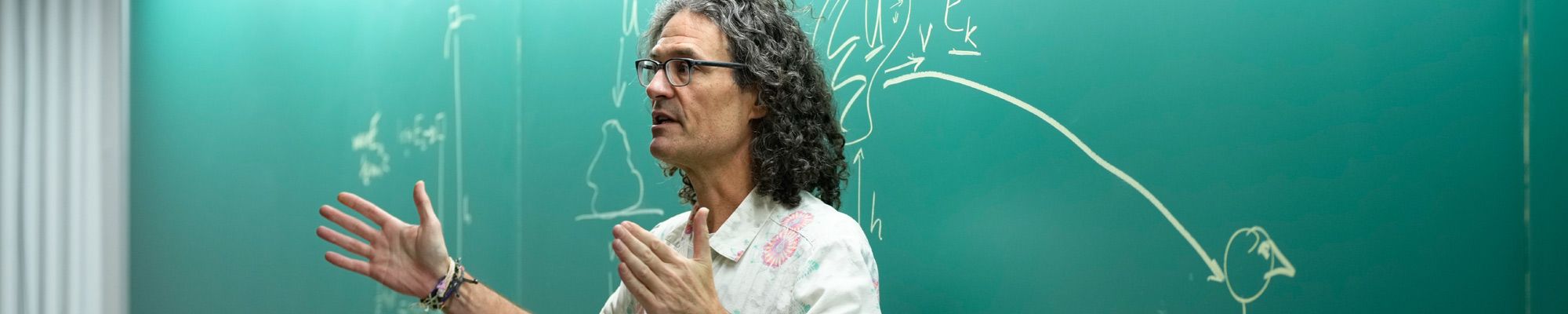 A male professor teaching an economics class