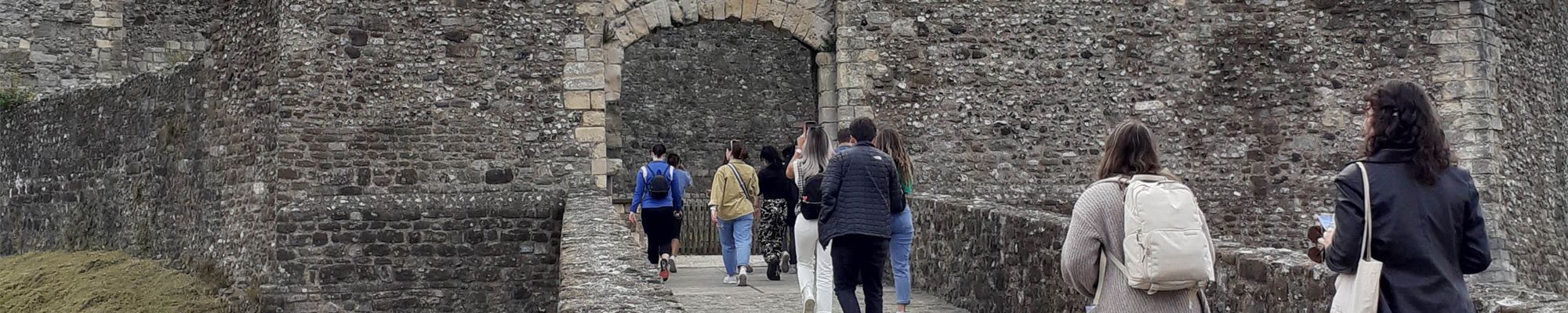 Students visiting a castle in Europe