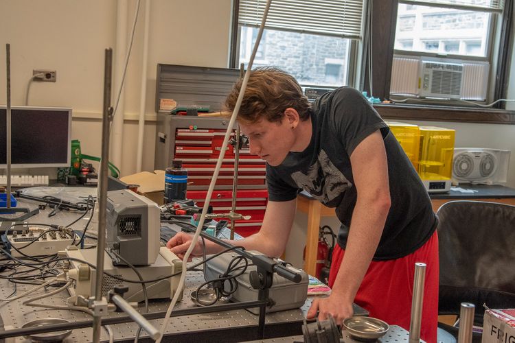 Jackson Saunders, a Fordham senior and physics major conducting cutting-edge summer research into acoustics