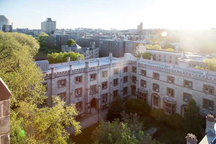 An arial view of Queens Court Residential College