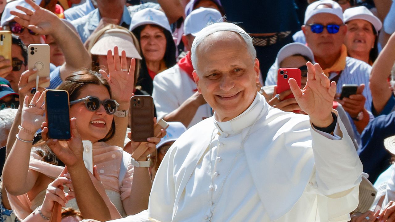 Pope Leo XIV arrives for his weekly general audience in St. Peter’s Square on June 4.