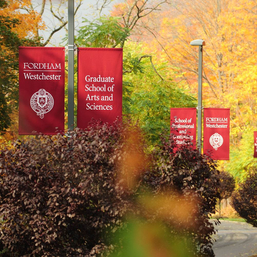 Fordham Westchester Banners for the School of Professional and Continuing Studies.