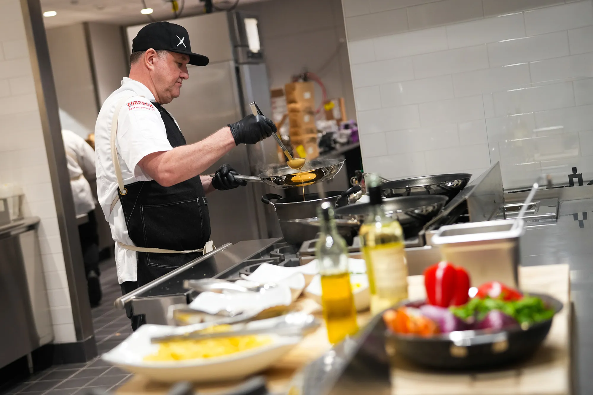 Food being prepared in the new marketplace