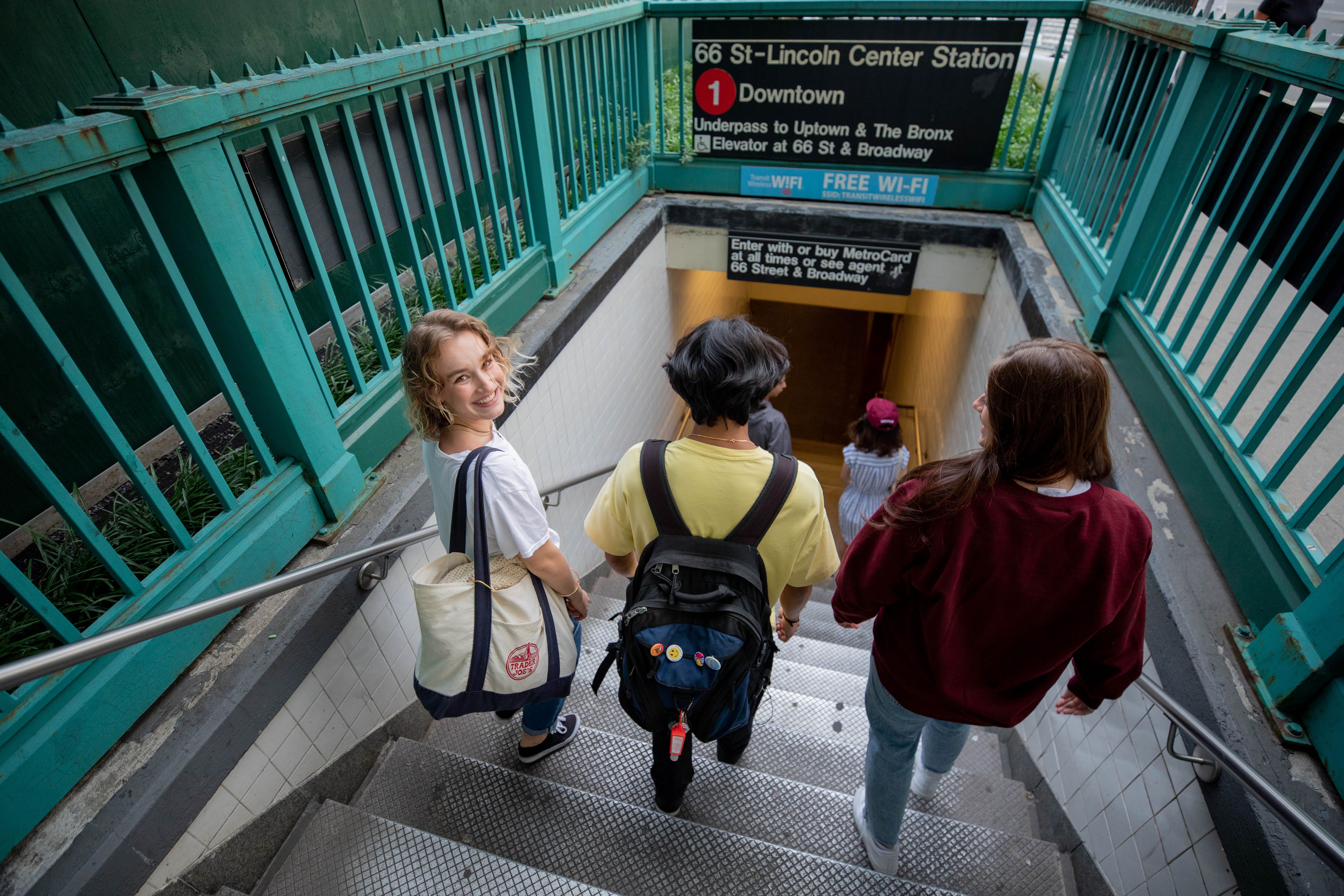 Fordham students enter the subway near the Lincoln Center campus