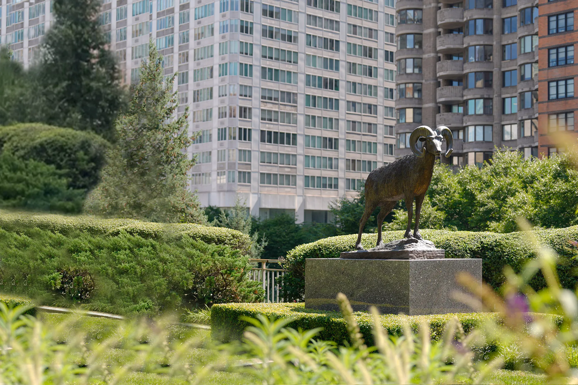 Ram in front of Gabelli School of Business