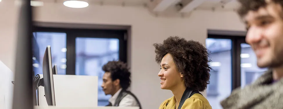 Students working at a computer