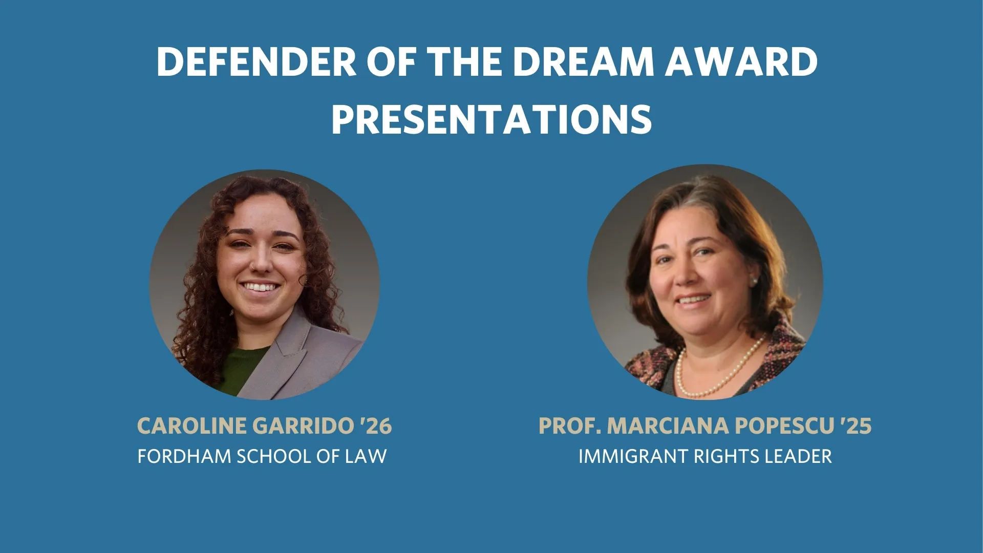 Fordham Law 2026 FriendRaiser Defender of the Dream Awardees